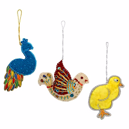 peacock sparrow rooster shape royal velvet hand embroidery fabric tree decorations gift items hanging ornament