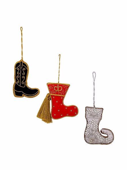 Stocking Shape Fabric Tree Decorations Gift Items Hanging Ornament-Bag1129