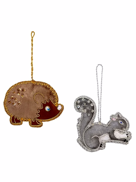 Hedgehog Squirrel Shape Fabric Tree Decorations Gift Items Hanging Ornament-Bag1130