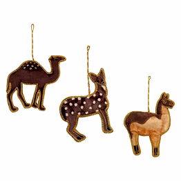 handmade brazeal studio fabric tree decorations hanging ornaments camel deer horse stuffed plush customized 4-10cm hand