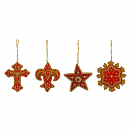 factory wholesale handmade cross crown star fabric tree hanging decorative ornaments customized color royal velvet materials