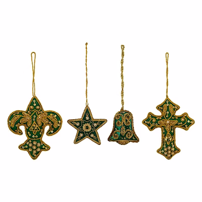 crown star bell cross fabric tree decorations gift items hanging ornament