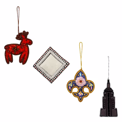 factory wholesale brazeal studio reindeer mirror crown church fabric tree hanging decorative ornaments 4-10 cm