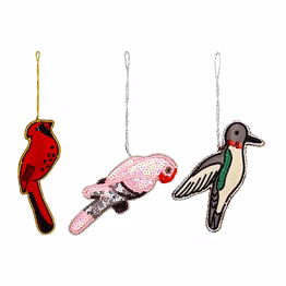 handmade indoor bird shape fabric tree decorations hanging ornament with royal velvet satin & felt materials custom color