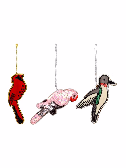 Handmade Indoor Bird Shape Fabric Tree Decorations Hanging Ornament with Royal Velvet Satin & Felt Materials Custom Color