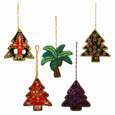 handmade royal velvet & satin hand embroidery 4-10 cm brazeal studio fabric tree decoration hanging ornament