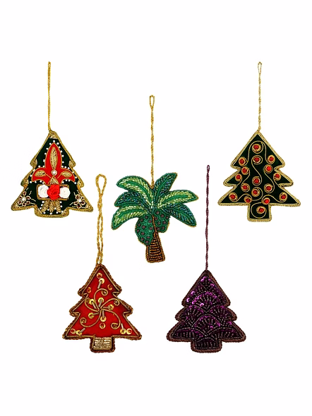 Handmade Royal Velvet & Satin Hand Embroidery 4-10 CM BRAZEAL STUDIO Fabric Tree Decoration Hanging Ornament