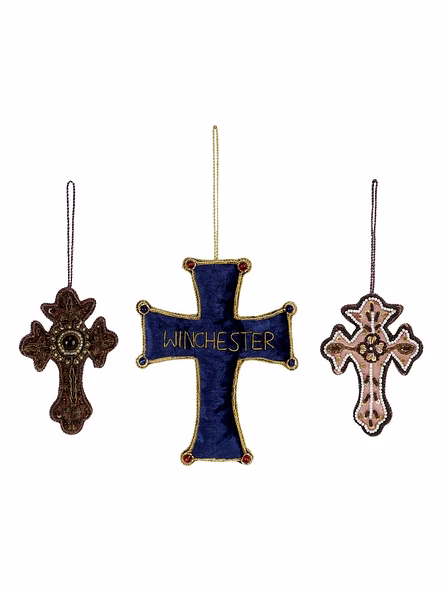 Cross Shape Fabric Ornaments Stuffed Plush Hand Embroidery Customized Color Fabric Material-Bag1153