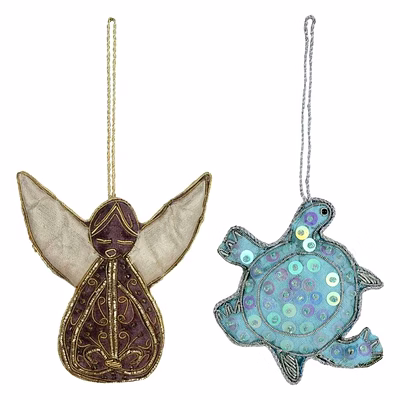colourful turtle fabric tree decorations figures 4-5cm hanging ornaments