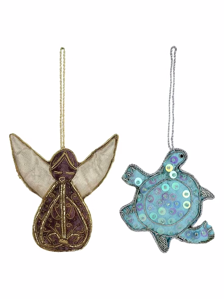 Colourful Turtle Fabric Tree Decorations Figures 4-5cm Hanging Ornaments