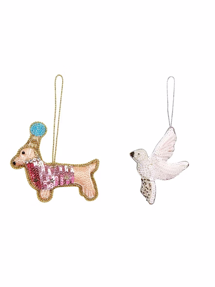 Brazeal Studio Handmade Christmas  Embroidered Decorations Ornament Customizable Velvet Satin Santa Socks Embroidered Beaded Giraffe Elephantent Customizable Velvet Satin Santa Socks Embroidered Beaded Giraffe Elephant-4