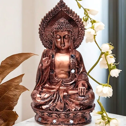 VIVARS HOME Polystone Buddha Blessing Statue Antique-12438480