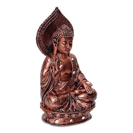 VIVARS HOME Polystone Buddha Blessing Statue Antique-2
