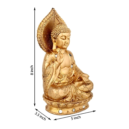 VIVARS HOME Buddha Polystone Blessing Statue Antique-1
