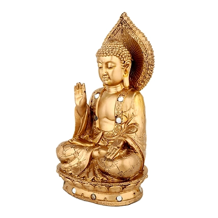 VIVARS HOME Buddha Polystone Blessing Statue Antique-3