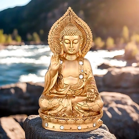 VIVARS HOME Buddha Polystone Blessing Statue Antique