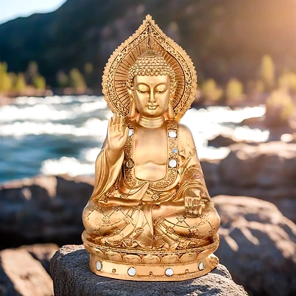 VIVARS HOME Buddha Polystone Blessing Statue Antique-12438482