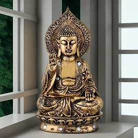 VIVARS HOME Buddha Polystone Blessing  Statue Antique