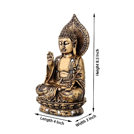 VIVARS HOME Buddha Polystone Blessing  Statue Antique-1