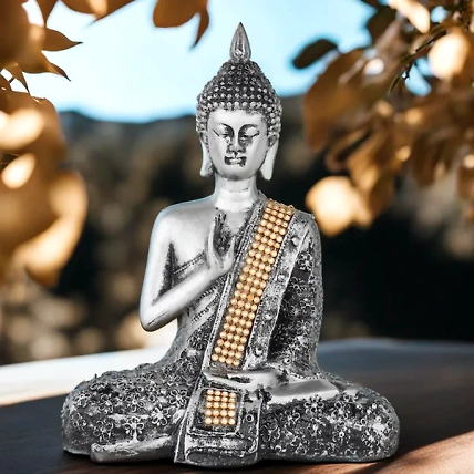 Buddha Polystone  Blessing Statue Antique Idol-12438486