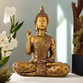 VIVARS Polyresin Eco Friendly Sitting Buddha Statue Showpiece