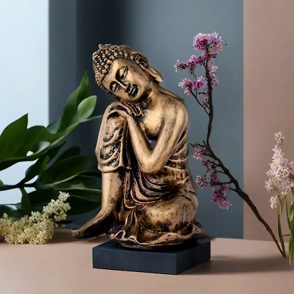 VIVARS Polyresin Eco Friendly Sitting Buddha Statue Showpiece-12438510