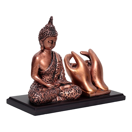 VIVARS HOME Lord Buddha with Mobile-Card Holder Antique Idol for Peace-2