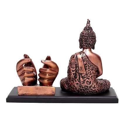 VIVARS HOME Lord Buddha with Mobile-Card Holder Antique Idol for Peace-4