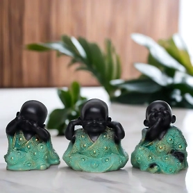 VIVARS HOME Resin Sitting Buddha Monk Sculpture