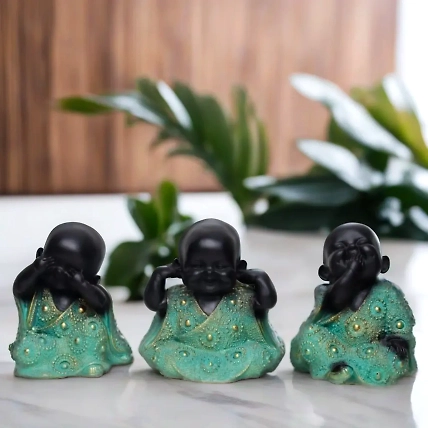 VIVARS HOME Resin Sitting Buddha Monk Sculpture-12438564