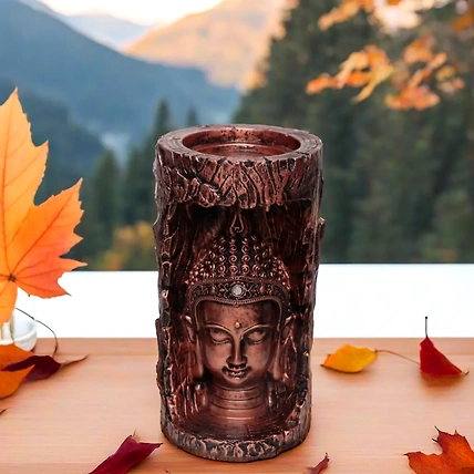 VIVARS HOME Buddha Head Sculpture in Tree Look Handmade-12438572
