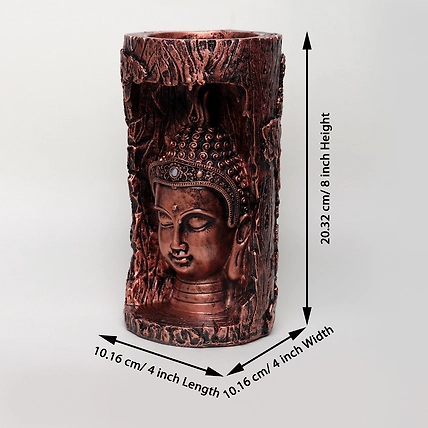 VIVARS HOME Buddha Head Sculpture in Tree Look Handmade-1