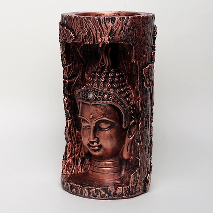 VIVARS HOME Buddha Head Sculpture in Tree Look Handmade-2
