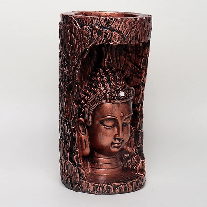 VIVARS HOME Buddha Head Sculpture in Tree Look Handmade-3