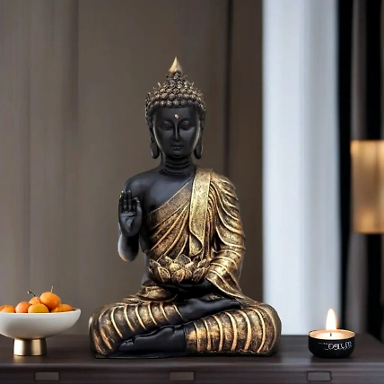 VIVARS HOME Sitting Buddha in Meditation Statue Showpiece for Home-12438578