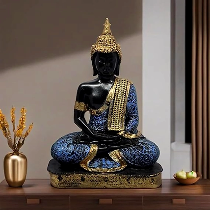VIVARS HOME Polyresin Sitting Buddha Idol Statue Showpiece for Homedecor-12438606