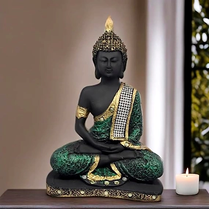 VIVARS HOME Polyresin Sitting Buddha Idol Statue Showpiece for Homedecor-12438610