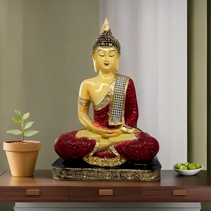 VIVARS HOME Polyresin Sitting Buddha Idol Statue Showpiece-12438612