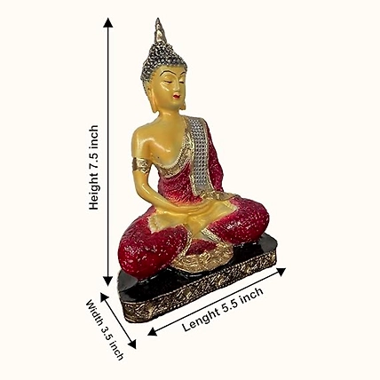 VIVARS HOME Polyresin Sitting Buddha Idol Statue Showpiece-3