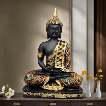 VIVARS HOME Polyresin Sitting Buddha Idol Statue Showpiece for Homedecor-12438618