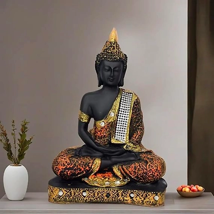 VIVARS HOME Polyresin Sitting Buddha Idol Statue Showpiece for Homedecor-12438620