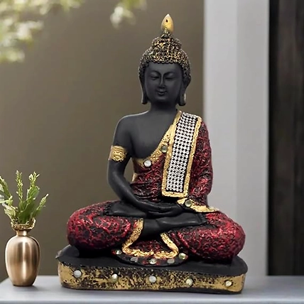 VIVARS HOME Polyresin Sitting Buddha Idol Statue Showpiece for Homedecor-12438622