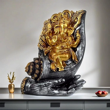 VIVARS HOME Blessing Lord Ganesha on Shankh Palm-12438868