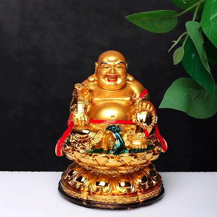 VIVARS Cheerful Laughing Buddha Sitting on Wealth-12438872