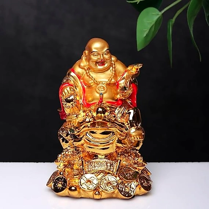 VIVARS HOME Laughing Buddha Sitting on Wealth-12438874