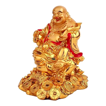VIVARS HOME Laughing Buddha Sitting on Wealth-2