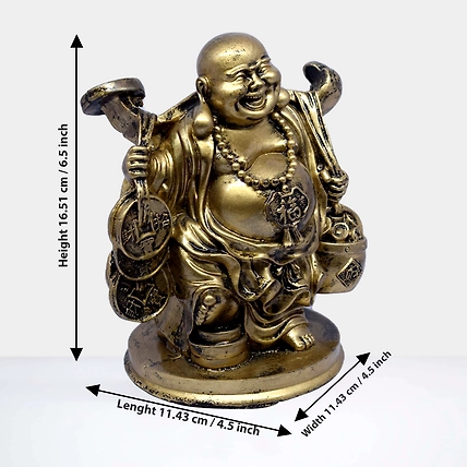 VIVARS HOME Cheerful Laughing Buddha Along with Money Bag-1