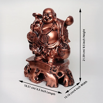 VIVARS HOME Cheerful Laughing Buddha Along with Money Bag-1