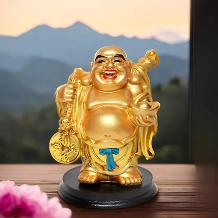 VIVARS HOME Cheerful Laughing Buddha Along with Money Bag-12438880