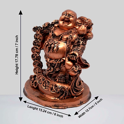 VIVARS HOME Resin Fengshui Figurine Laughing Buddha with Money-1